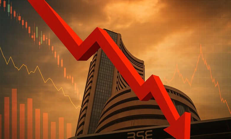 शेयर-बाजार-में-भारी-बिकवाली,-सेंसेक्स-1236-अंकों-की-गिरावट-के-साथ-बंद;-निफ्टी-25500-के-नीचे-फिसला