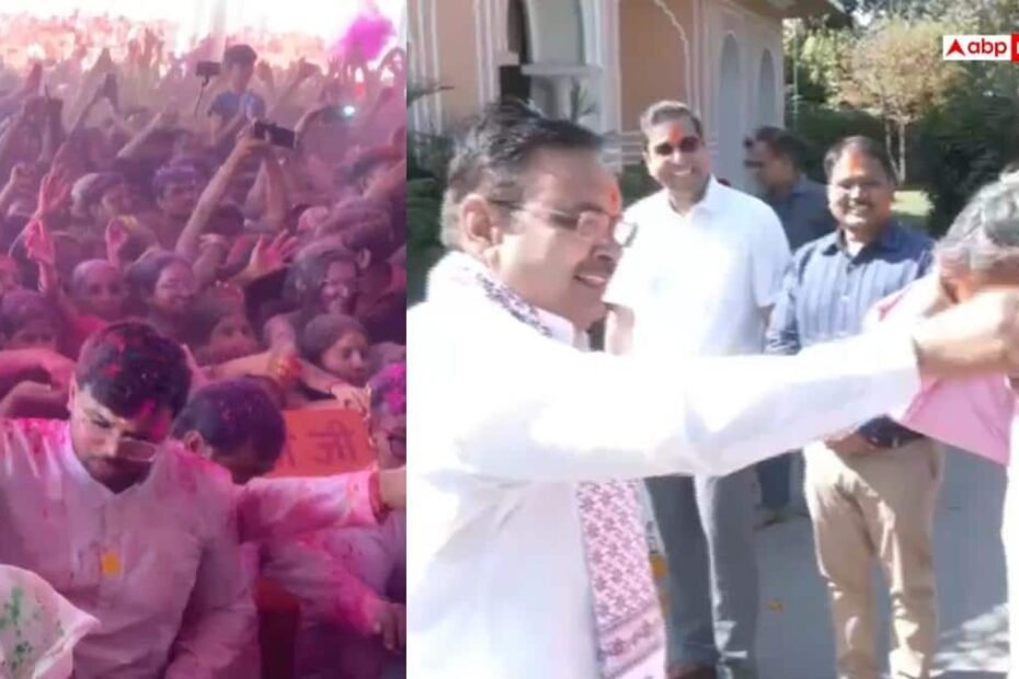 राजस्थान-में-होली-की-धूम,-cm-भजनलाल-शर्मा-ने-खेली-होली,-मंदिरों-में-उड़े-अबीर-गुलाल