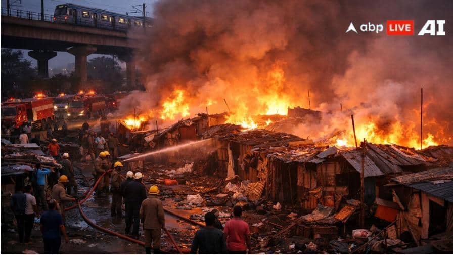 delhi-news:-रिठाला-मेट्रो-स्टेशन-के-पास-लगी-भीषण-आग,-करीब-50-झुग्गियां-जलकर-खाक