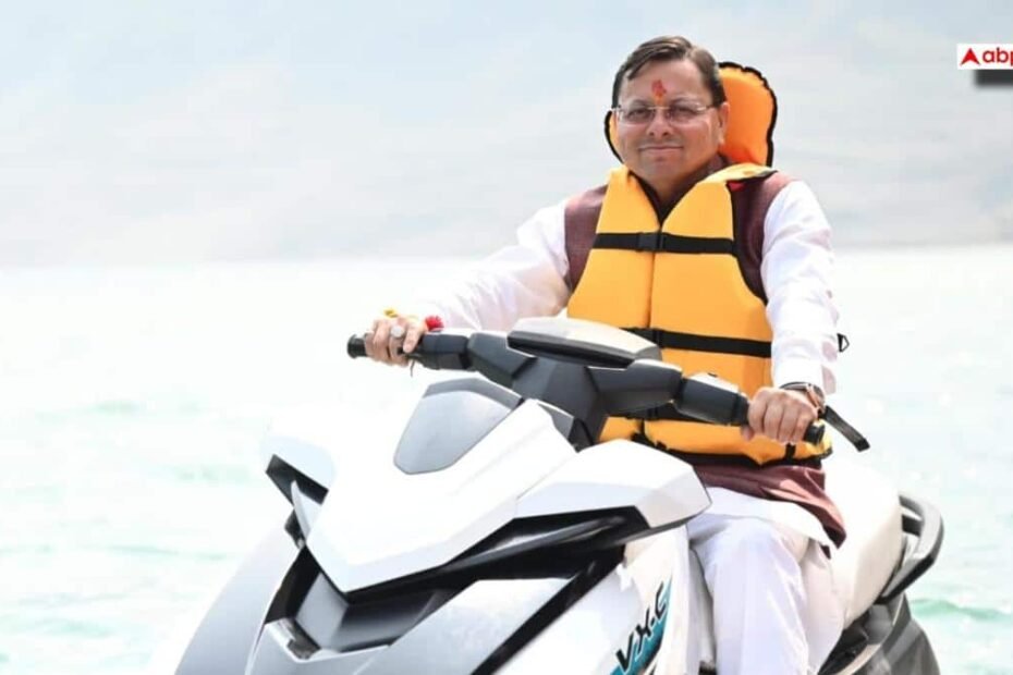 टिहरी-लेक-फेस्टिवल-में-cm-धामी-का-एडवेंचर-अवतार,-झील-में-जेट-स्की-का-उठाया-लुत्फ