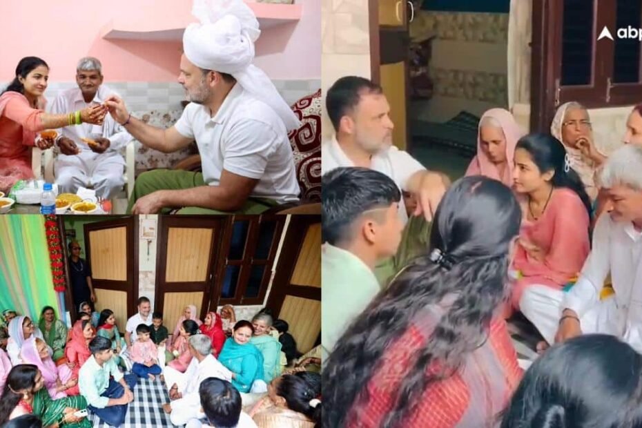 pics:-पगड़ी-बांधे-किसान-संजय-के-गांव-मदीना-पहुंचे-राहुल-गांधी,-देसी-पकवान-का-उठाया-लुत्फ
