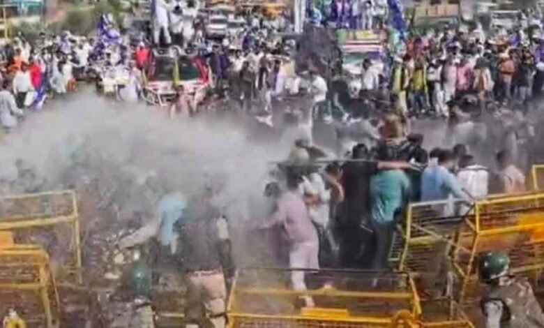 दतिया-में-भीम-आर्मी-असपा-की-संकल्प-यात्रा-पर-बवाल,-पुलिस-का-लाठीचार्ज-और-वाटर-कैनन