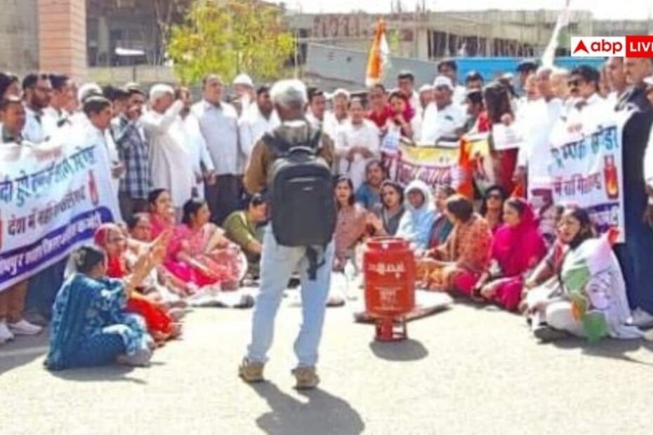 jodhpur-news:-पेट्रोल-गैस-की-बढ़ती-कीमतों-के-खिलाफ-कांग्रेस-का-प्रदर्शन,-pm-मोदी-का-फूंका-पुतला