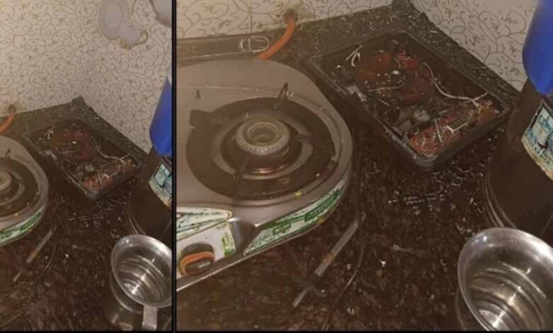 रसोई-में-बड़ा-हादसा-टला:-इंडक्शन-चूल्हा-बम-की-तरह-फटा,-कांच-के-टुकड़े-उड़कर-बिखरे