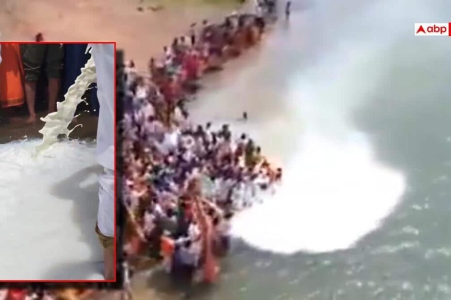 नर्मदा-नदी-में-उड़ेला-गया-11000-लीटर-दूध!-ऑक्सीजन-लेवल-पर-बुरा-असर-होने-की-आशंका,-बढ़ा-आक्रोश