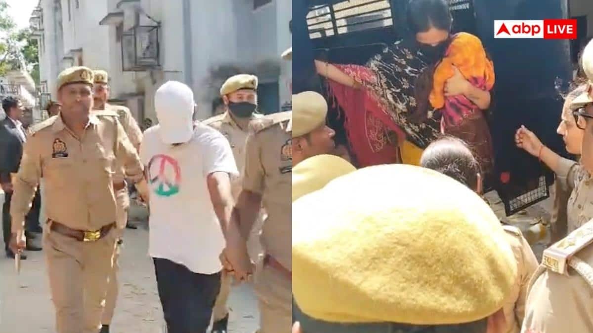 मेरठ-के-चर्चित-‘नीला-ड्रम-हत्याकांड’-में-मुस्कान-और-साहिल-की-कोर्ट-में-पेशी,-मुंह-छिपाते-दिखे-आरोपी